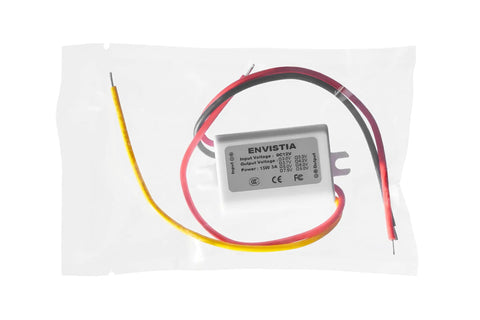 Compact Waterproof 12V To 9V Buck Converter DC-DC Power Module, 1.7A Output, 15W, in sealed packaging with wires