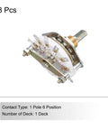 1 Pole 6 Position Rotary Switch Band Selector 1 Deck 42mm Diameter 9.8mm Thread Easy Install, shown with metal contacts and housing
