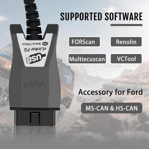 FS USB OBD2 Car Diagnostic Tool Code Reader For FORScan Adapter Plug And Play OBD2 Scanner with software options and labels