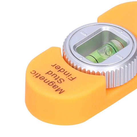 Aqur2020 Magnetic Stud Finder, Portable Wall Detector with Level Gauge (Orange) close-up of level gauge on orange tool.