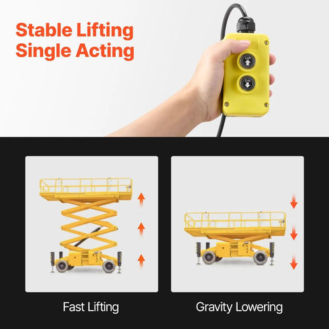 Heavy Duty Single Acting Hydraulic Power Unit Pump With 4 Qt Oil Reservoir And DC 12 Volt Motor generating fast lifting and gravity lowering.