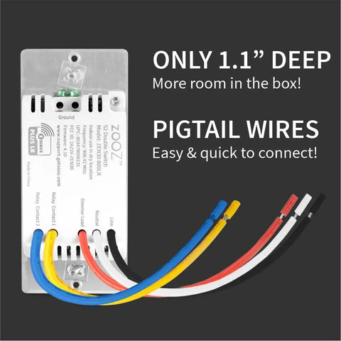 Z Wave Long Range Double Switch For Fan And Light With Two Independent Loads No Speed Control Hub Required Works With Home Assistant Hubitat Wink SmartThings Z Box Hub White Remote Control Ready