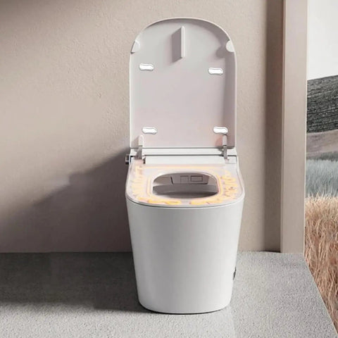 Clear Silicone Toilet Seat Bumpers Replacement Kit For Bidet Attachments Universal Fit shown on a toilet with lid up