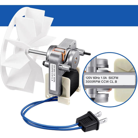 Bathroom Vent Fan Motor Replacement Kit For Nutone And Broan 50 CFM 120V Ceiling Blower Wheel Electric Motor with Plug