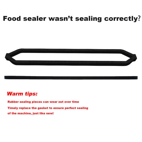 Front view: black foam gasket set for GERYON vacuum sealer E2900/E2901; 2-piece upper and lower seals