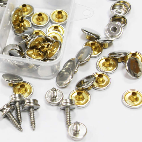 Boat Cover Snap Kit Marine Grade Canvas Snaps And Fasteners With Two Setting Tools 60 Pieces Silver Color For Do It Yourself Sewing And Tough Outdoor Marine Projects