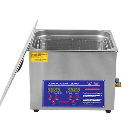 Top Shelf Ultrasonic Cleaner Machine 10 Liter Capacity with stainless steel design and digital timer for effective cleaning.