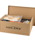 HZLZRZ 10-ton hydraulic jack kit in open cardboard box with CP-180 hand pump and accessories