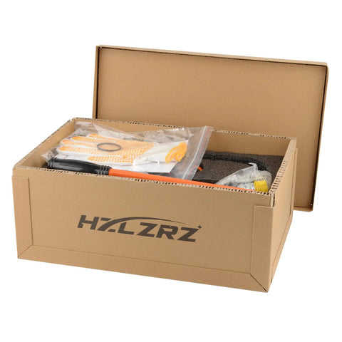 HZLZRZ 10-ton hydraulic jack kit in open cardboard box with CP-180 hand pump and accessories