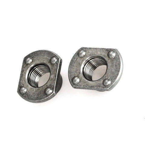 Built Tough M12 Weld Nuts With Tab Base 10 Pack Carbon Steel Machine Screws showing two welded nuts with UNC threads.