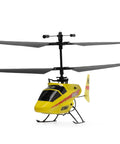 MCX Anniversary Edition RC Helicopter Ready To Fly Indoor Ultra Micro Flyer for bedrooms and living rooms, yellow body on white