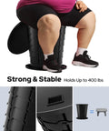 Heavy Duty Portable Folding Toilet For Camping And Travel, Ultra Portable 400 Lb Capacity, shown supporting weight
