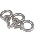 Stainless Steel Shoulder Eye Bolt For Lifting And Hoisting, Beefy Heavy Duty Eye Bolt With Nut, M3-M20 Metric Range, SS304 Corrosion Resistant Hardware, Shoulder Style For Secure Lifts In Industrial Equipment, three bolts