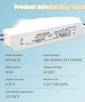 Heavy Duty Ip67 Waterproof Led Driver Power Supply 18W 24V Ac Dc Constant Voltage Transformer on product information sheet.