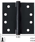 3 Pack Oil Rubbed Bronze 4.5 Inch Heavy Duty Commercial Door Hinges with screws, shown with size specifications