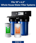 Whole house water filtration system with Pro-Grade 5-Micron PP Sediment Filter For Whole House Water Filtration System, 4.5x10 Inch, white filter cartridges