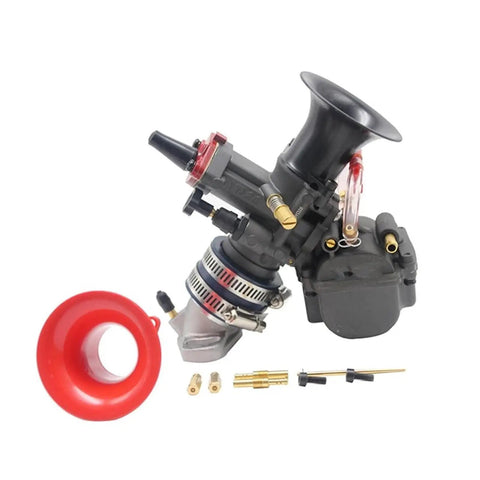 28 To 30mm Carburetor Replacement With Power Jet Set for Mikuni and Keihin, view of components including jet and funnel.