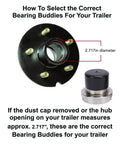 2 Pack Boat Trailer Bearing Protectors With Covers, Stainless Steel Center Grease Cap, 2.717 Inch Diameter shown on hub