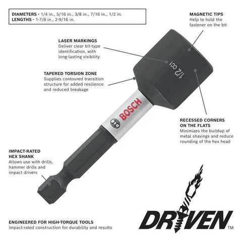 Driven Impact Screwdriving 45-Piece Set In Custom Case 50X Longer Bit Life Precision Milled Tips Torsion Zone Details