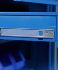 Lockable Steel Tool Cabinet With Multiple Shelves Pro Grade Heavy Duty Tool Storage Organizer For Garage Or Workshop Stacking Metal Cabinet With Secure Locking System Handy Combo Lock For Warehouse Tools, blue steel drawer slide