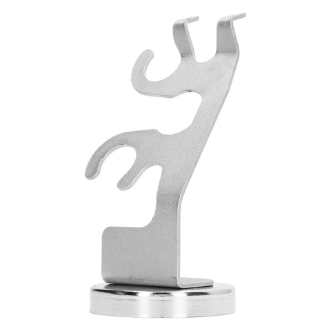 Heavy Duty Magnetic Welding Torch Holder stands securely on workbench with anti-slip grip, metal construction for tools.