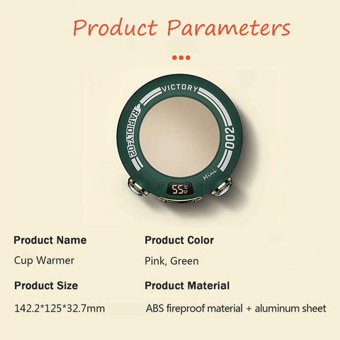 Keep Your Brew Sizzling On Your Sweet Desk Setup With This Aluminum Alloy Cup Warmer Featuring Three Heat Levels And Integrated Auto Shutoff Safety Up To 167 Fahrenheit For Cozy Mornings And Lowkey Amazing Office Vibes In Classic Pink - green cup warmer with digital display.