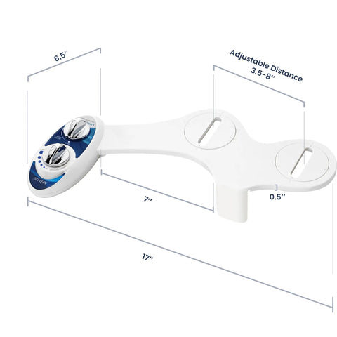Self Cleaning Non Electric Bidet Attachment For Toilet Seat With Single Nozzle Rear Wash And Adjustable Water Pressure Blue Color