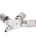 Three Way Air Splitter And Pneumatic Fitting In Aluminum Alloy With One Quarter Inch NPT Male Thread Rust Resistant 3 Way Manifold