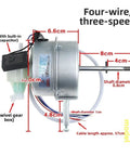 High Performance 220V Pedestal Fan Motor With Aluminum Wire Wound Construction designed for commercial ventilation systems, showing four-wire design.