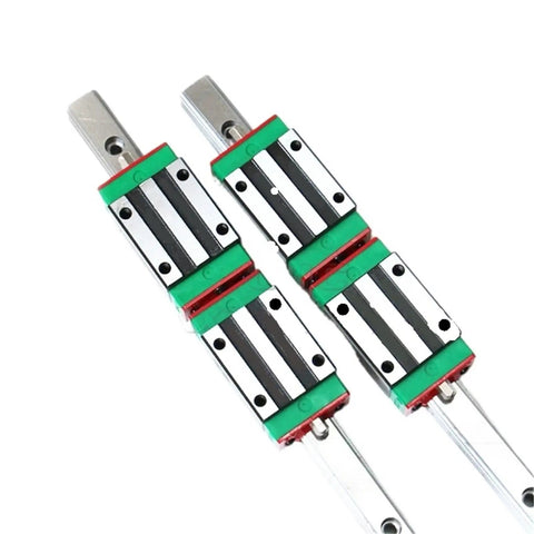 Flawless Smooth As Butter Heavy Duty Hgr15 Linear Guide Rail Pair Plus Hgh15ca Precision Slide Block Kit, showing slide blocks and rails.