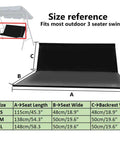 Heavy Duty Swing Seat Replacement Cover For Two To Three Seat Outdoor Swings, 600D Oxford Weatherproof Bench Cover, Size Chart