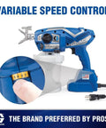Professional Corded Airless Paint Sprayer With Triax Triple Piston Pump And Smart Control Dial features variable speed control.