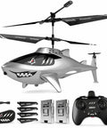 Shark Themed RC Helicopter For Kids And Adults With Altitude Hold One Key Takeoff And Landing Bright LED Lights Two Batteries