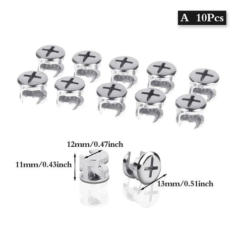 Thickened Three In One Connector Eccentric Wheel for Furniture and Cabinets Drawer Lock Screw Fastener, 10-pack