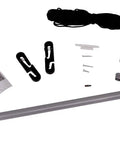 Pull-Eaze Roll Up Door Kit for Shelters With Easy One Pull Access, includes steel pocket pipe, nylon rope, and pulley system components.
