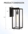 Lit Outdoor Wall Lantern Sconce 13.4 Inch Tall Anti Rust Metal Frame Weatherproof Exterior Light dimensions