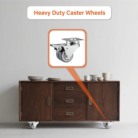 Heavy Duty 2 Inch Double Wheel Casters With Roller Brake 4 Pack Smooth Rolling Swivel Caster Wheels on furniture