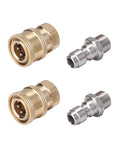 4 Pack Quarter Inch Quick Connect Pressure Washer Adapter Set With Quick Release Couplers, Quarter FPT And MPT, Handles Up To 5000 PSI