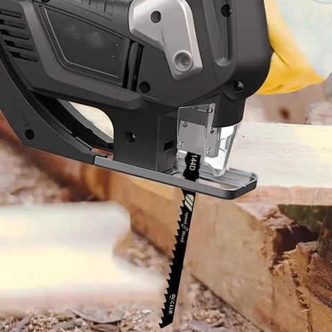 Pro Grade Edge Banding Trimmer With Dual Eccentric Bearing System for clean tear-free edges and five woodworking saw blades