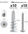 Self Drilling Drywall Anchors Assortment Kit For Concrete And Sheetrock 182 Pcs Heavy Duty Wall Anchors Includes 304 Stainless Steel Screw