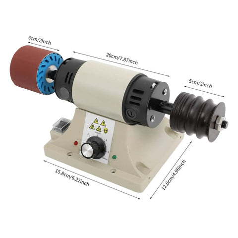Heavy Duty 350W Electric Leather Edge Polisher with adjustable speed, 20cm long, 15.8cm wide, ideal for crafting wallets and wood.