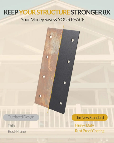 Solid As A Rock 4 Pack Mending Plates, 9.25 Inch Structural Steel Brackets, Boss Grade 3Mm Thick Iron Joiners For Timber Framing, Trusses And Beam Splices That Seal Up Seams Strong As Nails
