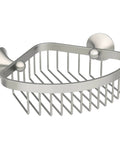 Wynford Corner Shower Basket In Brushed Nickel For Bathroom Storage, Tough Metal Mounting Post For Secure Mount, Space Saving Corner Organizer