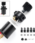 Universal Billet Aluminum Oil Catch Can Kit With 2 Port Breather Filter Reservoir And Oil Separator, components display