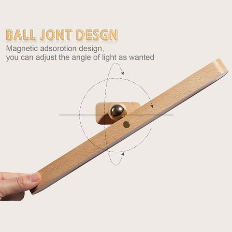 Wooden Vanity Light Bar With 360 Degree Magnetic Rotatable Led USB Rechargeable And Battery Powered Dimmable Warm White Lighting