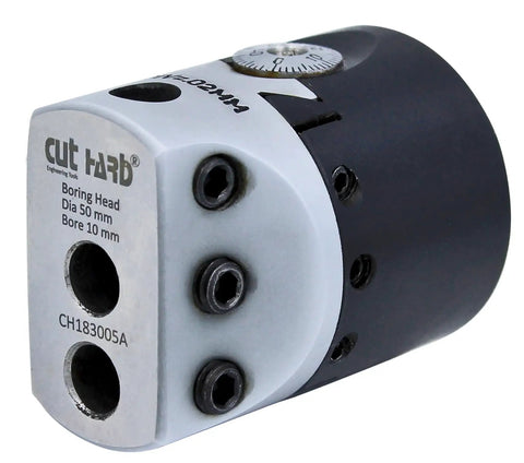 Beast Precision Boring Head, 50mm Body, 10mm Bore, 19mm Travel, 10mm Cross Bore, 1.5 Inch Shank 18 TPI R8, Allen Keys Included