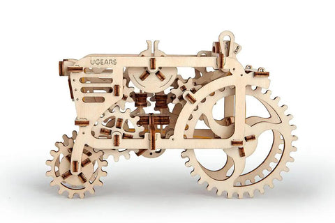 3D Wooden Puzzle Mechanical Tractor Kit With Self Propelled Action Built From Plywood For Grownups And Teens A Hands On Engineering Model That Moves And Makes A Great Gift For Builders And Tinkerers, side view