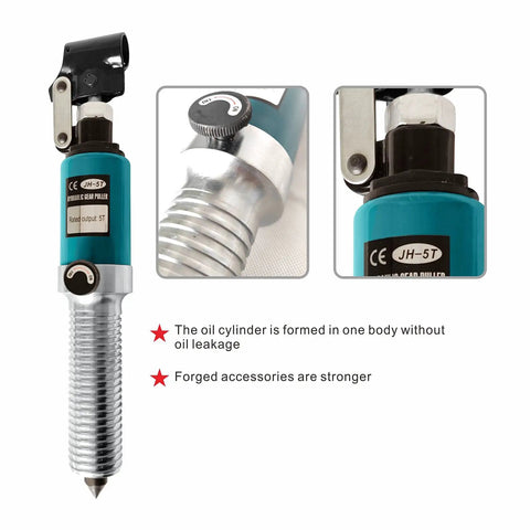 Close-up of 5 Ton Hydraulic Gear Puller With Wheel Bearing Separator 3 In 1 Pump details and durable construction features