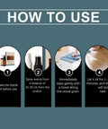 Instructions for using Wood Floor Scratch Repair Kit With Rosin Nano Silica Formula Quick Fix Stick, showing step-by-step guide.