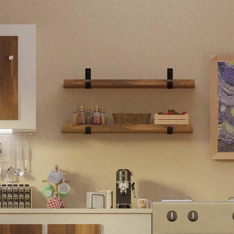 Beefy Heavy Duty J Shelf Brackets With Lip For 9.25 Inch Boards, 10 Inch Shelf Support, installed in a kitchen setting